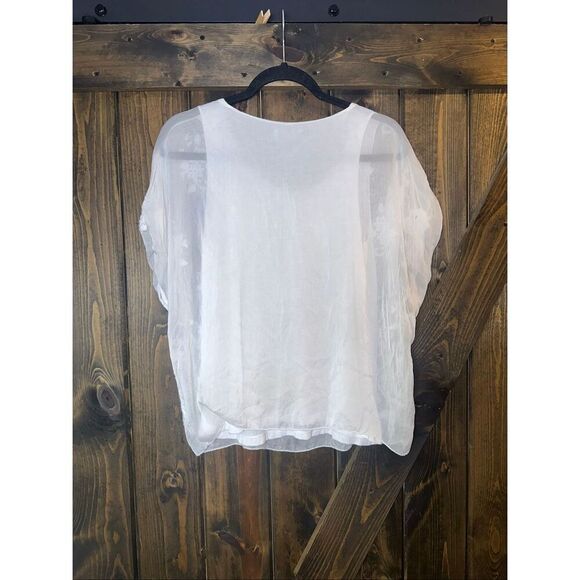 Angela Moda Silk Blend Embroidered Floral Blouse - Picture 2 of 6